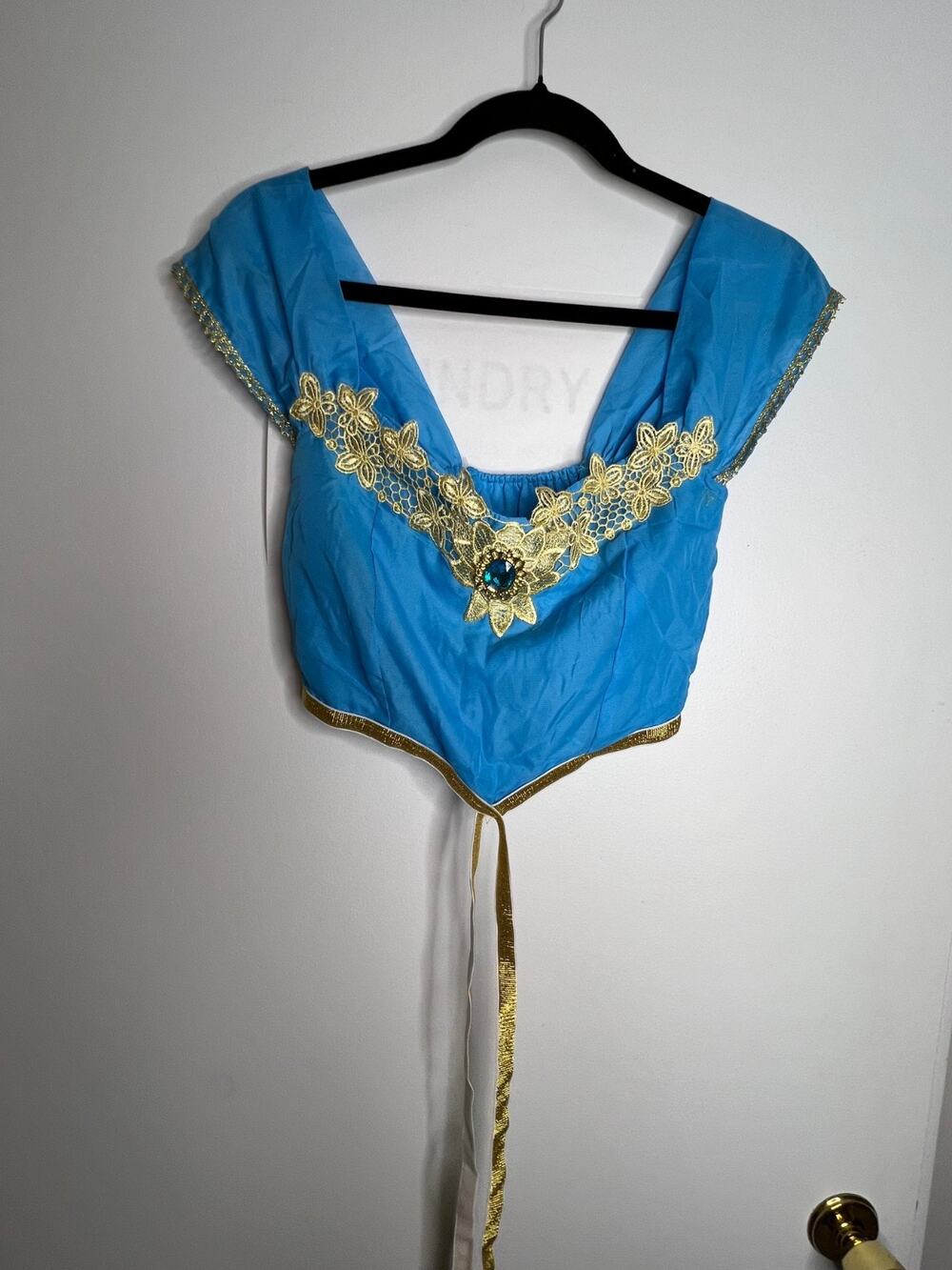Arabian Princess Costume Set Blue Gold Elastic Halloween Dress Up Size Medium